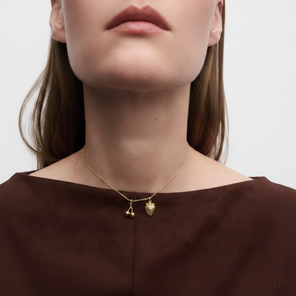 Charms Frutas de acero inoxidable chapados en oro de 18 quilates