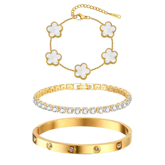 Conjunto pulseras Flor y Circonia
