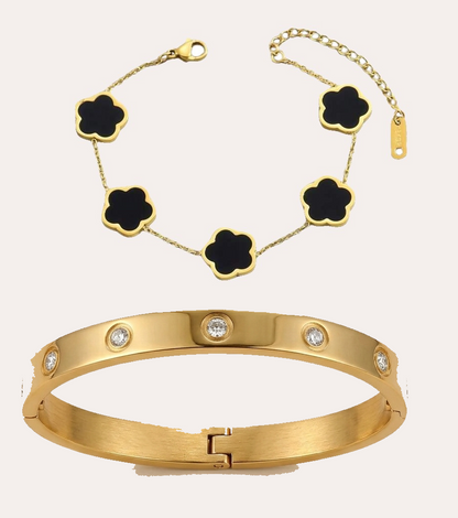 Conjunto pulseras Floral y Circonia